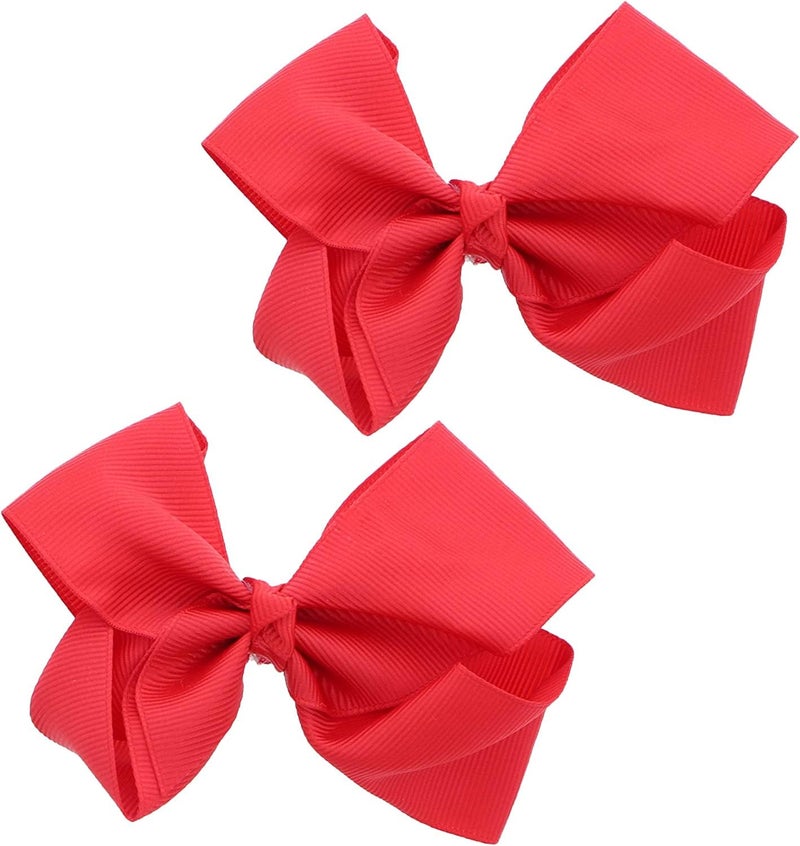 Motique Accessories 3 Inch Grosgrain Bow for Little Girls- Set of 2 (Red) - Image 1